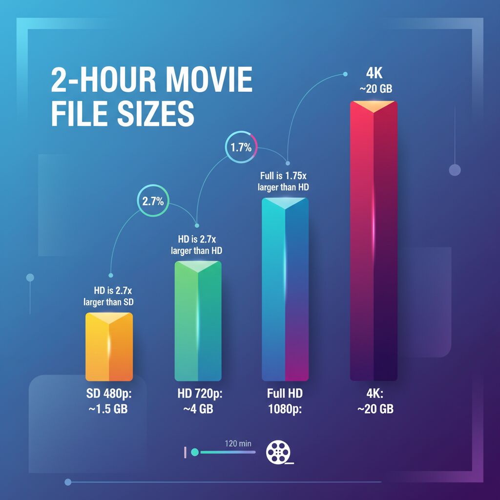 Découvrez combien d'espace de stockage un film de 2 heures occupe en qualité HD et SD, avec des estimations précises pour mieux gérer votre mémoire.