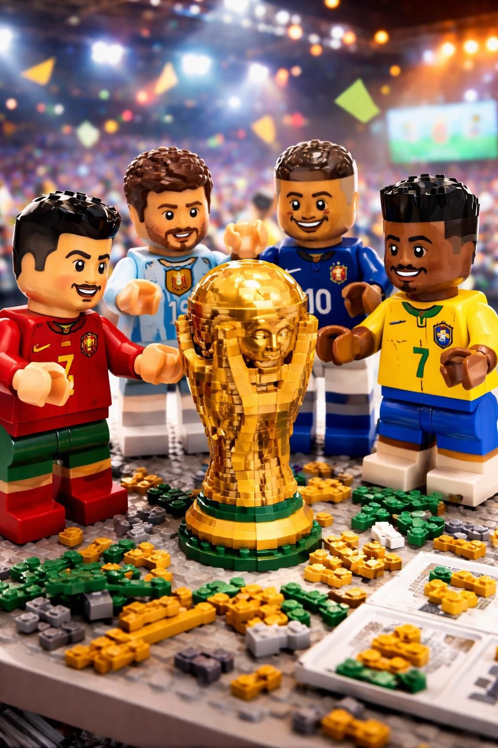 découvrez l'avant-première exceptionnelle de la coupe du monde avec lego, réunissant les stars du football ronaldo, messi, mbappé et vinicius jr dans une aventure unique et créative.