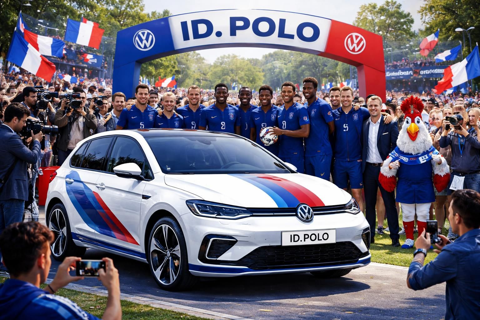 découvrez comment volkswagen associe innovation et sport en créant l'illusion d'un nouveau talent bleu intégré à l'équipe de didier deschamps, mêlant technologie et passion du football.
